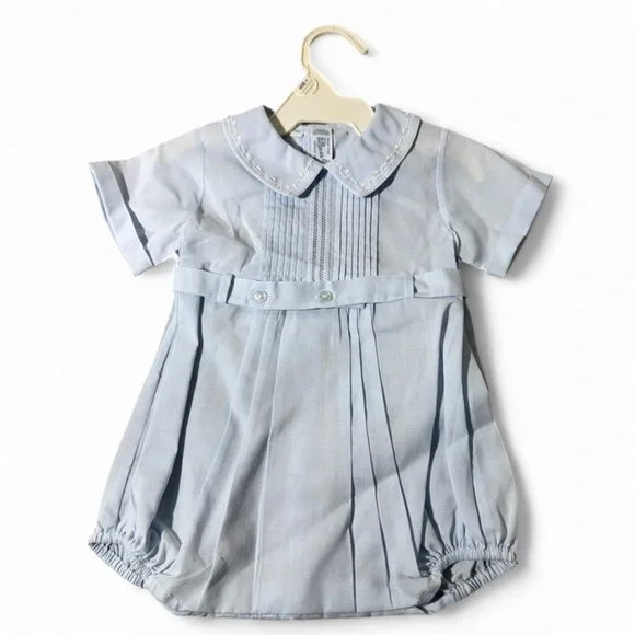 Feltman Bros Baby Boy Blue Bubble Romper 3M Heirloom - Picture 3 of 6